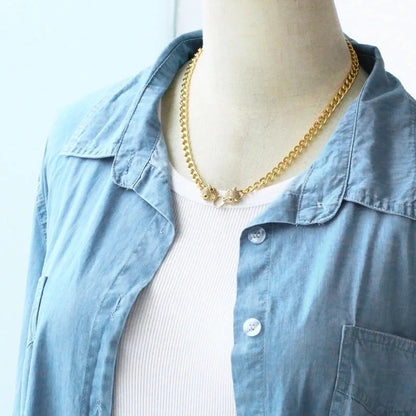 1 Piece Hip-hop Leopard Head Copper Plating Zircon 18k Gold Plated Unisex Bracelets Necklace