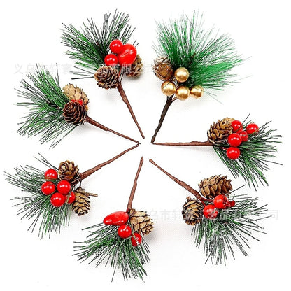 Factory Direct Supply Cross-border Berry Combination Mini Christmas PVC Material Simulation Pine Cone Christmas Decoration Spot