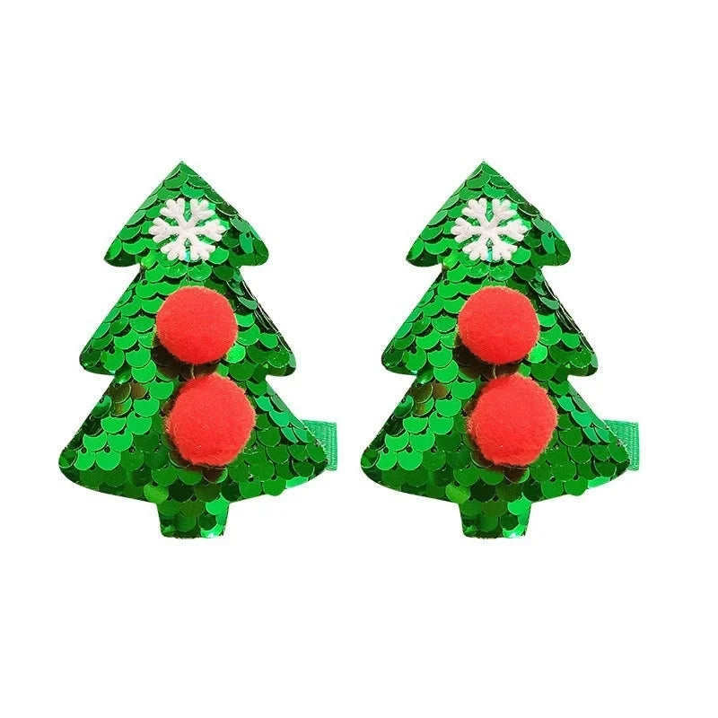 Cartoon Style Christmas Tree Antlers Sequin Sequins Hair Clip 1 Pair