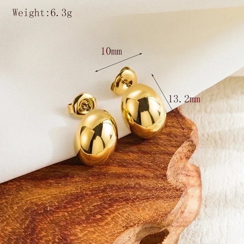 1 Pair Casual Minimalist Commute Round Solid Color Plating 304 Stainless Steel 18K Gold Plated Ear Studs
