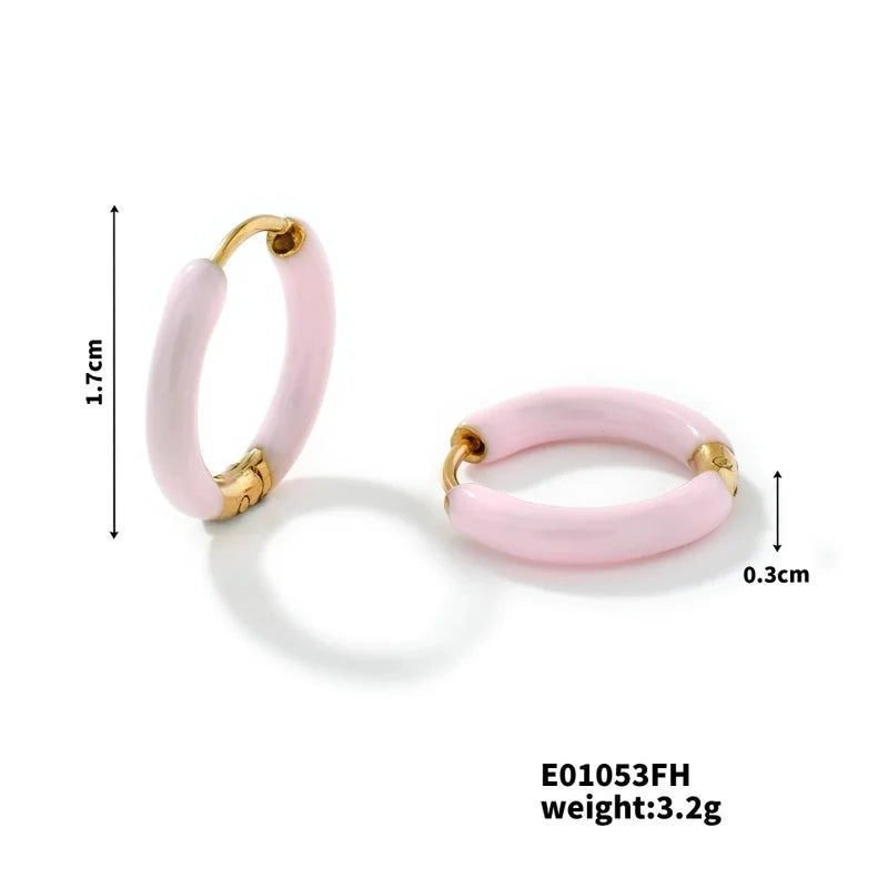 1 Piece Minimalist Artistic Commute Geometric Enamel 304 Stainless Steel Resin K Gold Plated Earrings