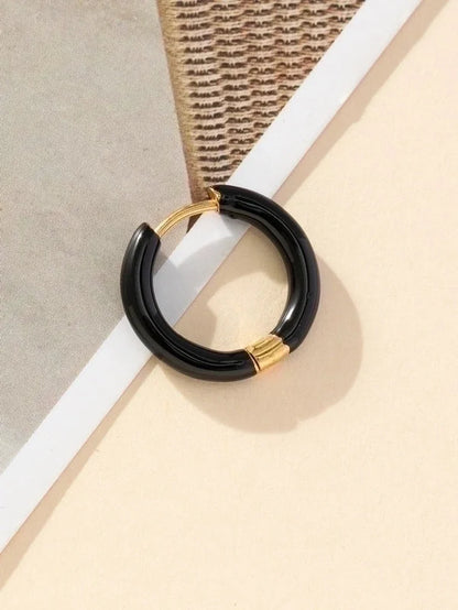 1 Piece Minimalist Solid Color Enamel Stainless Steel Earrings