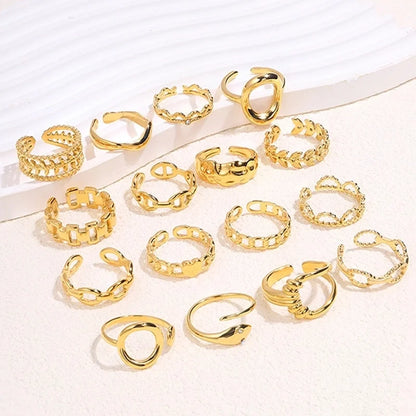 Elegant Minimalist Classic Style Solid Color 304 Stainless Steel Zircon Inlay Open Rings