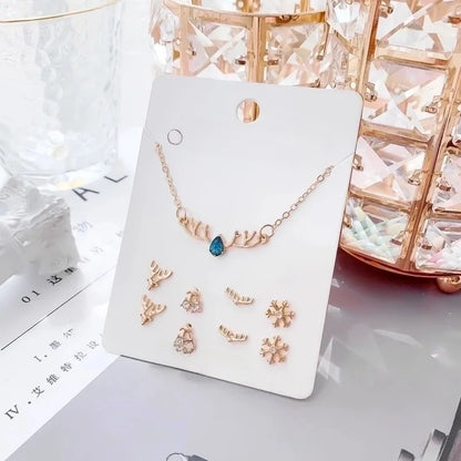 New Crystal Christmas Clavicle Chain Alloy Short Necklace Earring Set