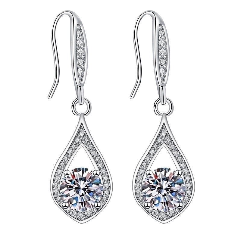 1 Pair Sweet Minimalist Round Heart Shape Bow Knot Plating Inlay Copper Zircon Silver Plated Drop Earrings