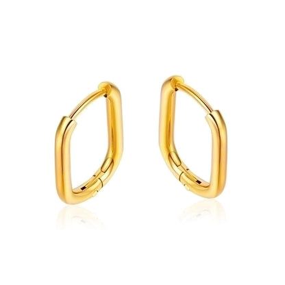1 Pair Minimalist Solid Color Patchwork 304 Stainless Steel Hoop Earrings