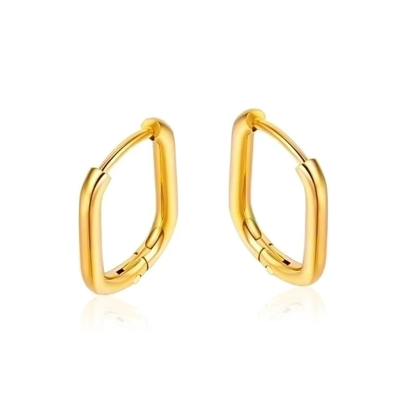 1 Pair Minimalist Solid Color Patchwork 304 Stainless Steel Hoop Earrings