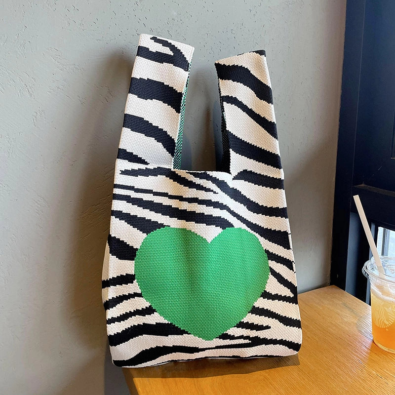 Vest Bag Vest Bag Cute Panda Large Knitted Shoulder Handbag Hand Bag Commuter Large Capacity Wrist Bag