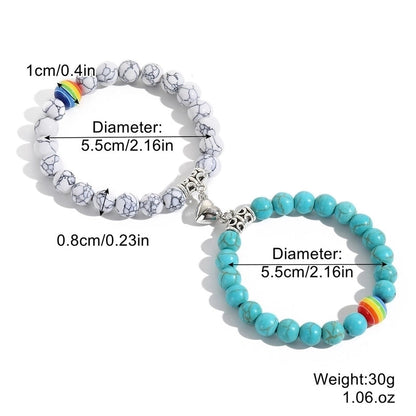 Commute Heart Shape Turquoise Beaded Bracelets