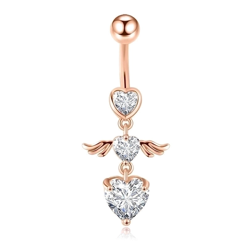 Minimalist Heart Shape Bow Knot Stainless Steel Plating Zircon Belly Ring 1 Piece