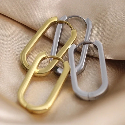 1 Pair Minimalist Oval Plating Stainless Steel Earrings