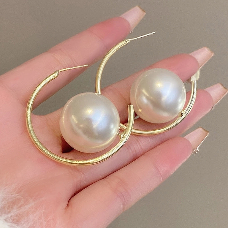 1 Pair IG Style Minimalist U Shape Geometric Flower Inlay Imitation Pearl Artificial Pearls Rhinestones Drop Earrings Ear Studs