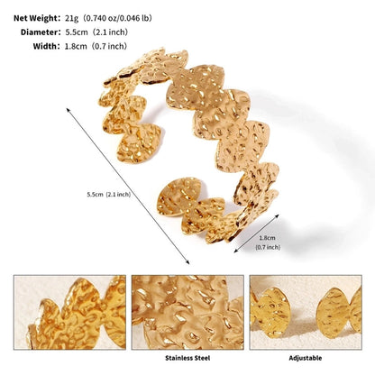 Modern Style Geometric Plant 304 Stainless Steel 18K Gold Plated Bangle In Bulk