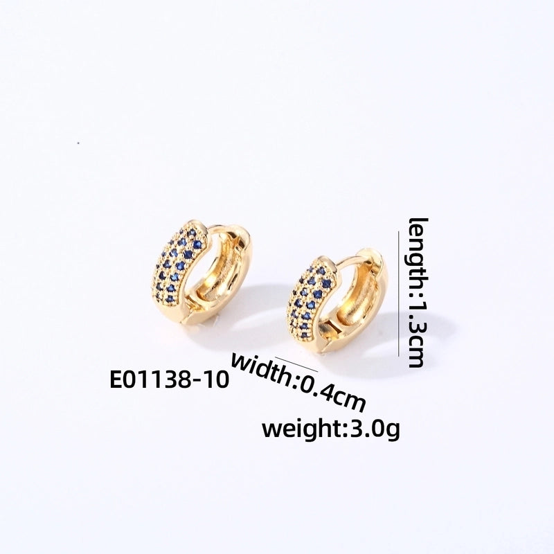 1 Pair Casual Modern Style Round Inlay Copper Zircon K Gold Plated Rhodium Plated Earrings