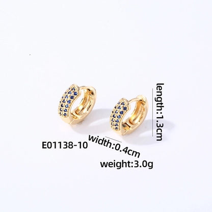 1 Pair Casual Modern Style Round Inlay Copper Zircon K Gold Plated Rhodium Plated Earrings