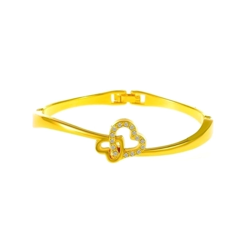 Alloy Gold Plated Silver Plated Fashion Plating Inlay Heart Shape Feather Bow Knot Bangle