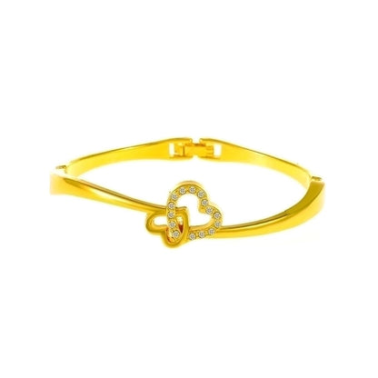 Alloy Gold Plated Silver Plated Fashion Plating Inlay Heart Shape Feather Bow Knot Bangle