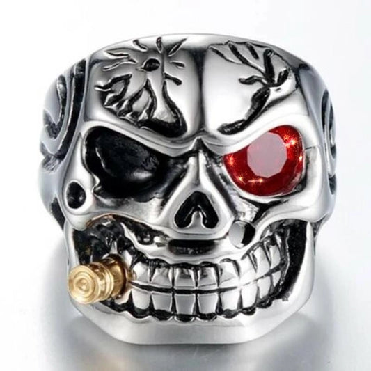 Gothic Ethnic Style Cool Style Skull Alloy Plating Inlay Rhinestones Halloween Men's Rings