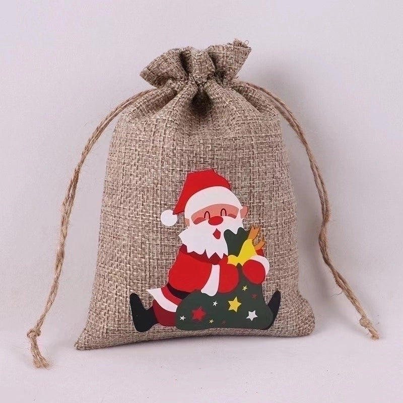 1 Piece Linen Cute Daily Festival Christmas Santa Claus Elk