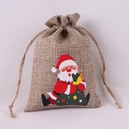 1 Piece Linen Cute Daily Festival Christmas Santa Claus Elk