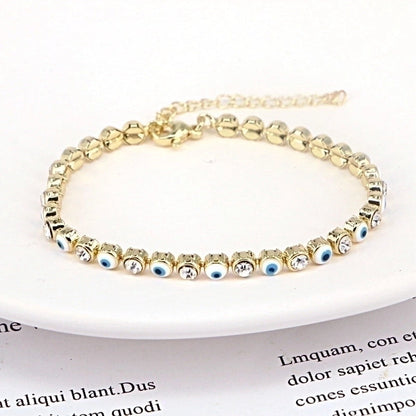 European And American New Fashion Copper Chain Inlaid Zircon Oil Dripping Devil\'s Eye Bracelet