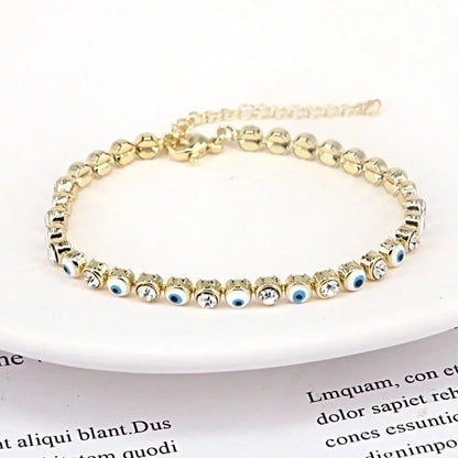 European And American New Fashion Copper Chain Inlaid Zircon Oil Dripping Devil\'s Eye Bracelet