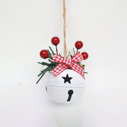 2 Pieces Christmas Decoration Christmas Tree Pendant Five Star Snowflake Bell Hemp Rope Berry Accessories Christmas Bell
