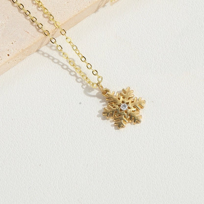 Minimalist Snowflake Elk Inlay Copper Necklaces