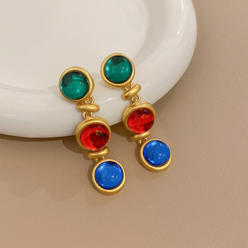 2 Pieces Mid-century Modern Round Geometric Copper Electroplating Earrings