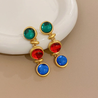 2 Pieces Mid-century Modern Round Geometric Copper Electroplating Earrings