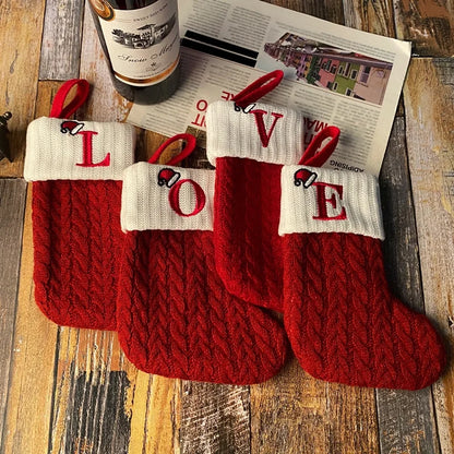 Hot Spot Foreign Trade Exquisite Christmas Socks Wool Knitted Christmas Socks Letter Socks Christmas Pendant Gift Bag