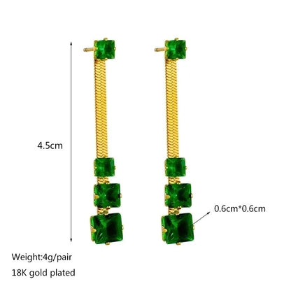 1 Pair Fashion Square Inlay 304 Stainless Steel Artificial Rhinestones 18K Gold Plated Stainless Steel Earrings