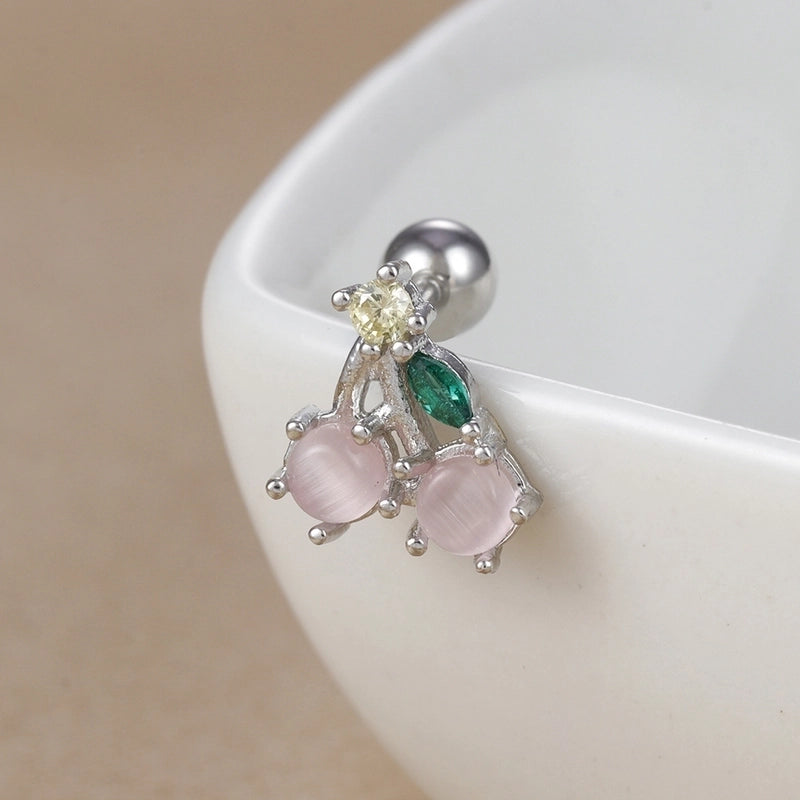 1 Piece Ear Cartilage Rings & Studs IG Style Ice Cream Heart Shape Candy 304 Stainless Steel Inlay Zircon 18K Gold Plated Ear Cartilage Rings & Studs