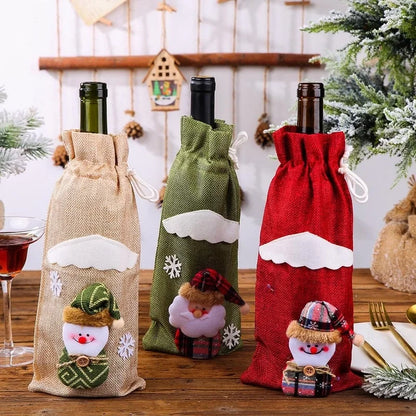Christmas Decorations Christmas Bottle Set Wine Champagne Bottle Bag Dining Table Dress Up