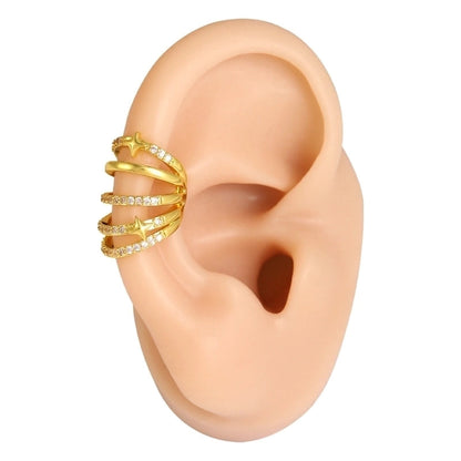 1 Piece IG Style Elegant Geometric Inlay Copper Zircon 18K Gold Plated Ear Cuffs