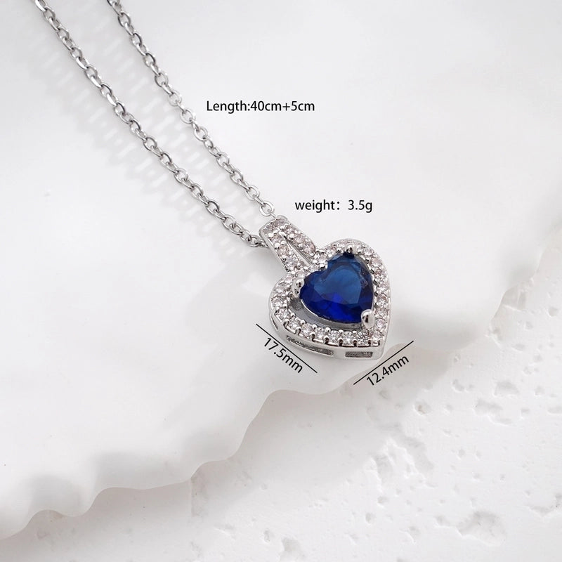 Glam Heart Shape 304 Stainless Steel Copper Zircon Inlay Earrings Necklace