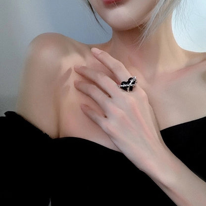 Fairy Style Butterfly Copper Plating Inlay Artificial Diamond Open Ring