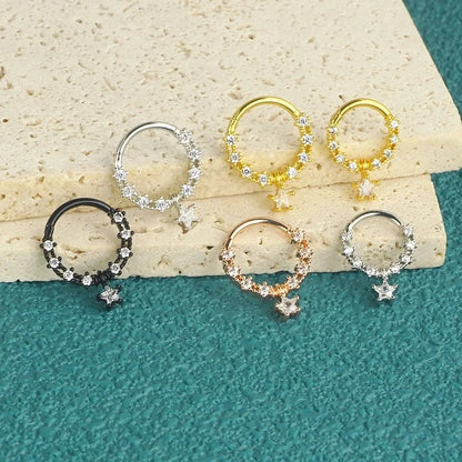 1 Piece Nose Rings & Studs Minimalist Classic Style Solid Color 304 Stainless Steel Inlay Rhinestones Nose Rings & Studs