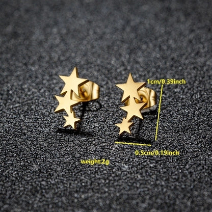 1 Pair Minimalist Classic Style Round Star Moon Hollow Out 304 Stainless Steel 18K Gold Plated Ear Studs
