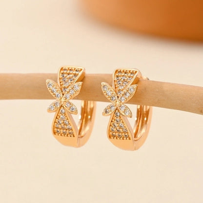 1 Pair Minimalist Solid Color Copper Zircon Earrings