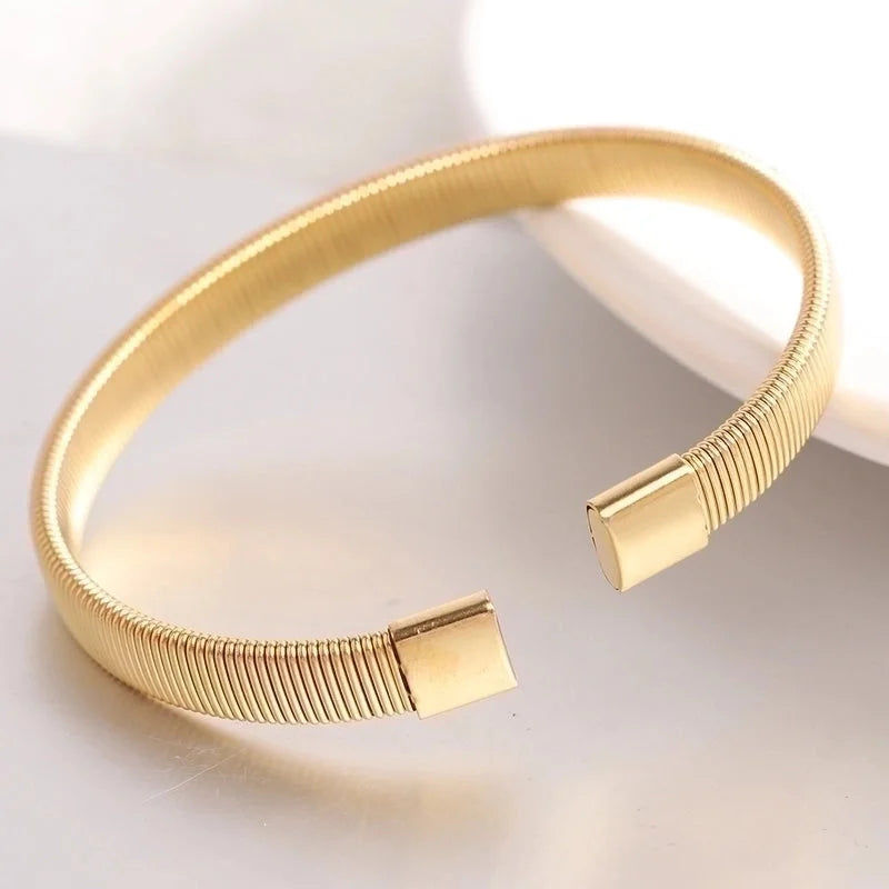 Minimalist Solid Color Titanium Steel Plating Cuff Bracelets
