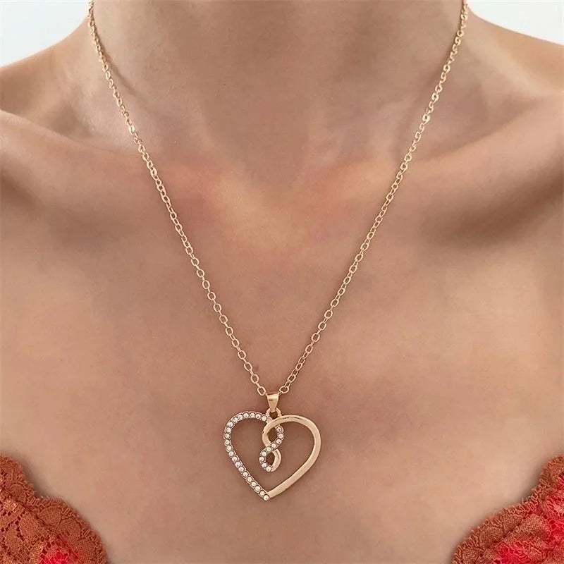 Casual Minimalist Cross Infinity Heart Shape Titanium Steel Copper Plating Hollow Out Inlay Crystal Rhinestones Zircon 18k Gold Plated Gold Plated Silver Plated Pendant Necklace
