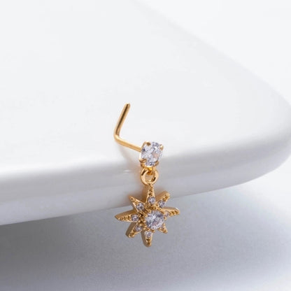 1 Piece Nose Rings & Studs Basic Classic Style Heart Shape Flower Butterfly 316L Stainless Steel Copper Plating Inlay Zircon