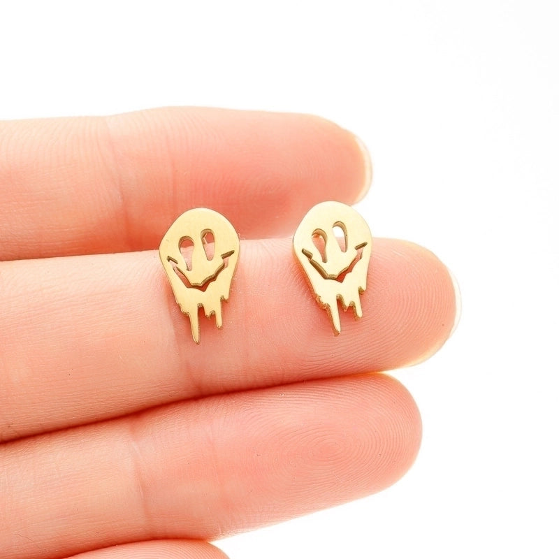 1 Pair Halloween Minimalist Ghost Polishing Plating 304 Stainless Steel 18K Gold Plated Ear Studs