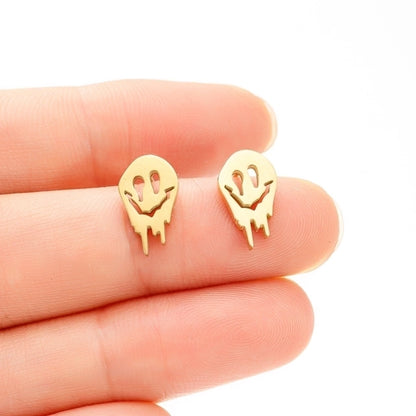 1 Pair Halloween Minimalist Ghost Polishing Plating 304 Stainless Steel 18K Gold Plated Ear Studs