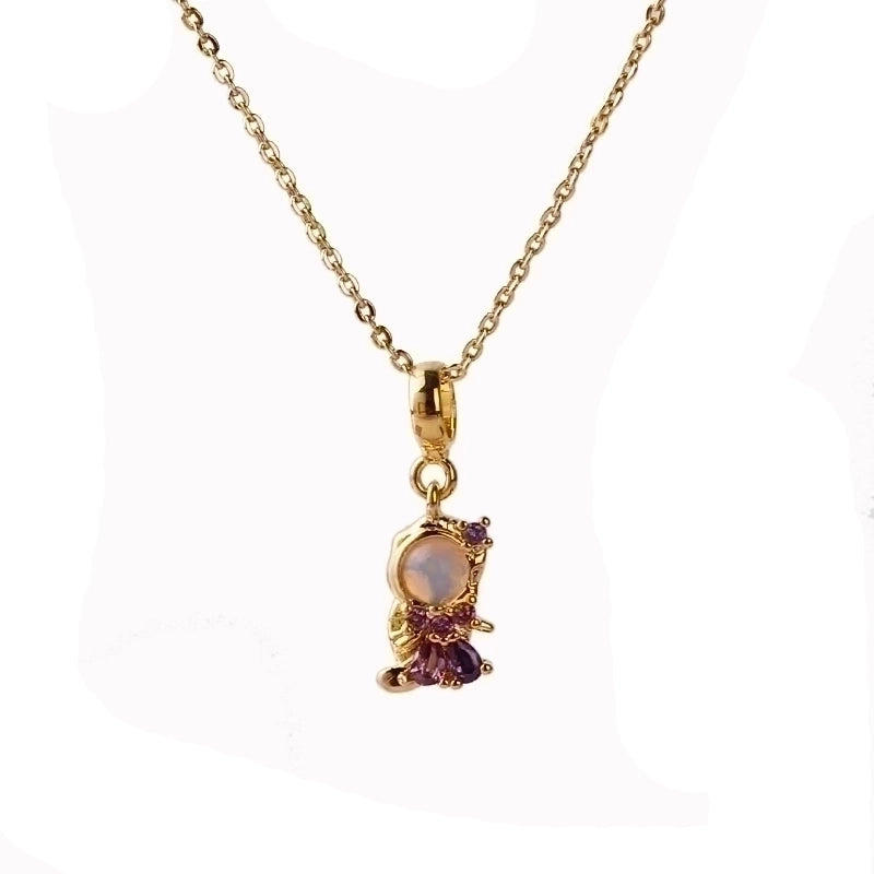 Princess Cute Human Copper Gem Crystal Zircon Pendant Necklace Necklace Pendant In Bulk