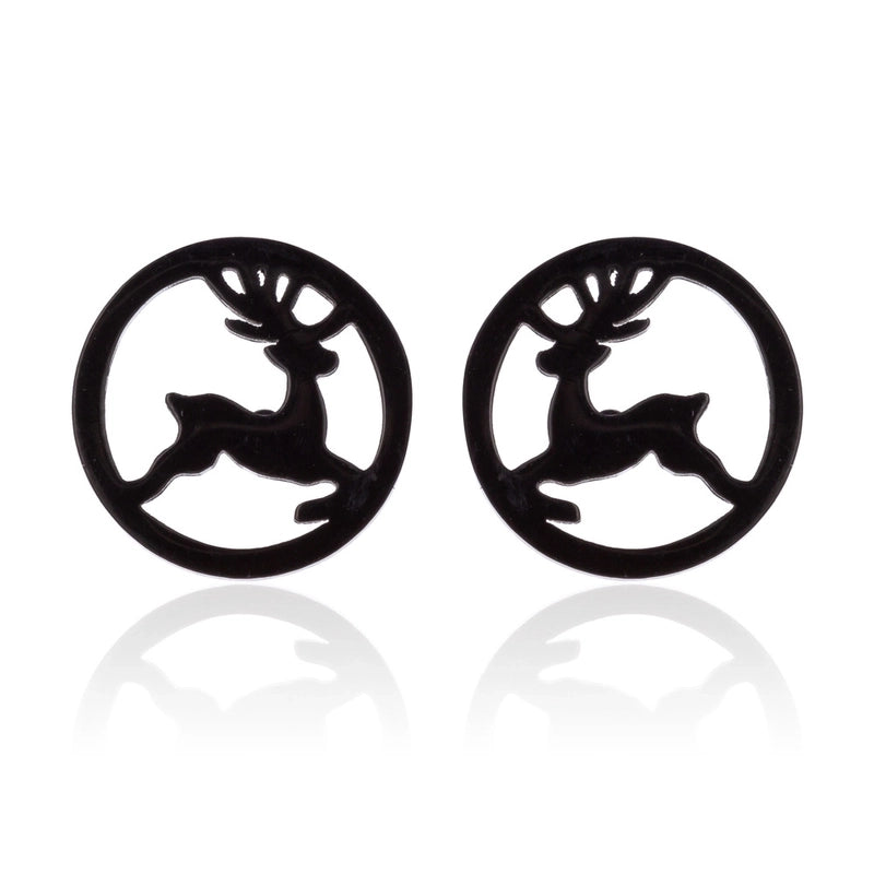 Minimalist Christmas Tree Heart Shape Elk Stainless Steel Plating Hollow Out Ear Studs 1 Pair
