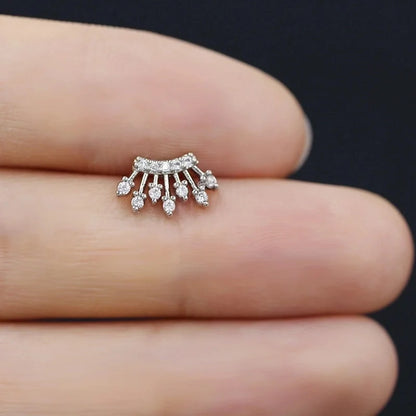 1 Piece Casual Classic Style Heart Shape Butterfly Bow Knot 316 Stainless Steel Copper Resin Rhinestones Glass White Gold Plated Stainless Steel Earrings