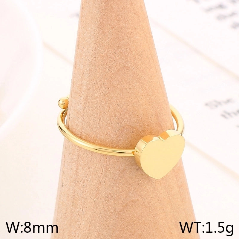 Vintage Style Heart Shape Bow Knot 304 Stainless Steel 18K Gold Plated Open Rings