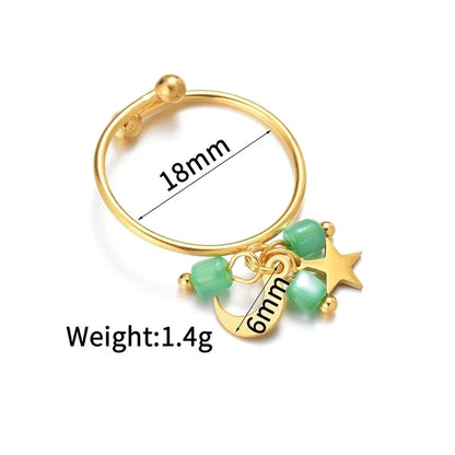 Cute Moon 304 Stainless Steel 18K Gold Plated Irregular Open Rings